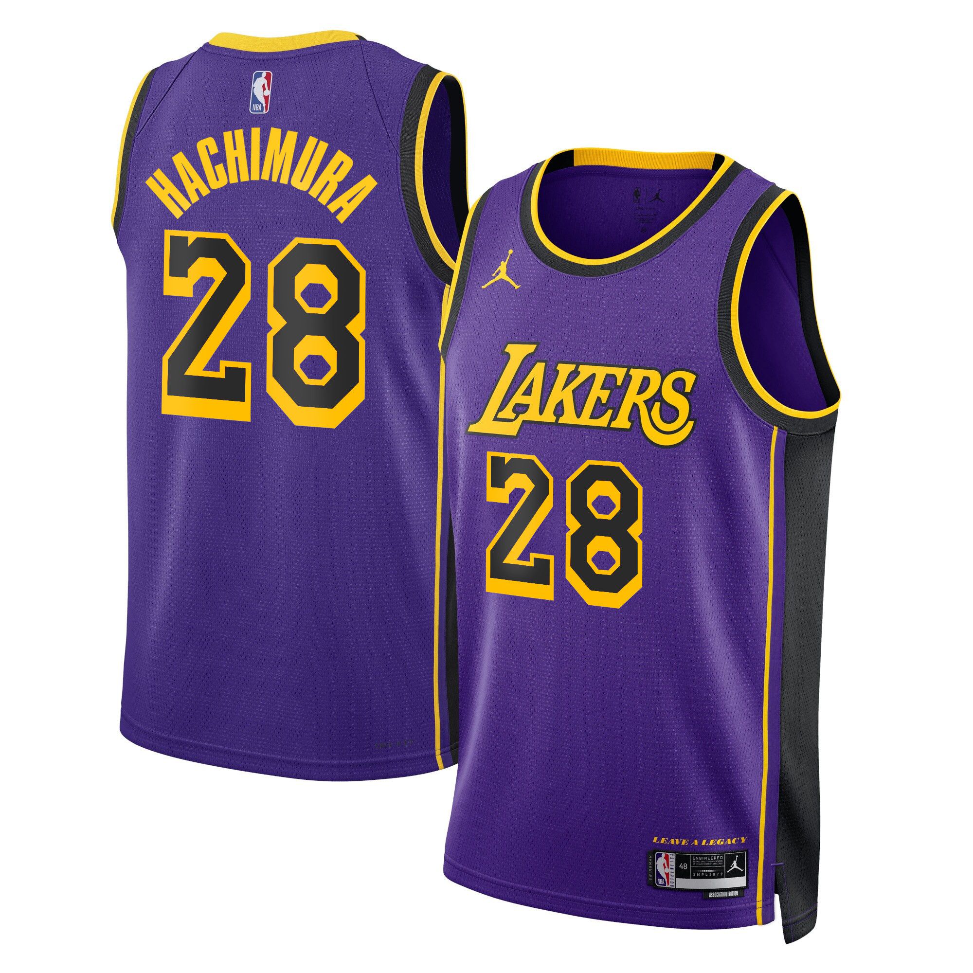 Men Los Angeles Lakers #28 Hachimura Purple 2025 Jordan Edition Swingman NBA Jersey->los angeles lakers->NBA Jersey